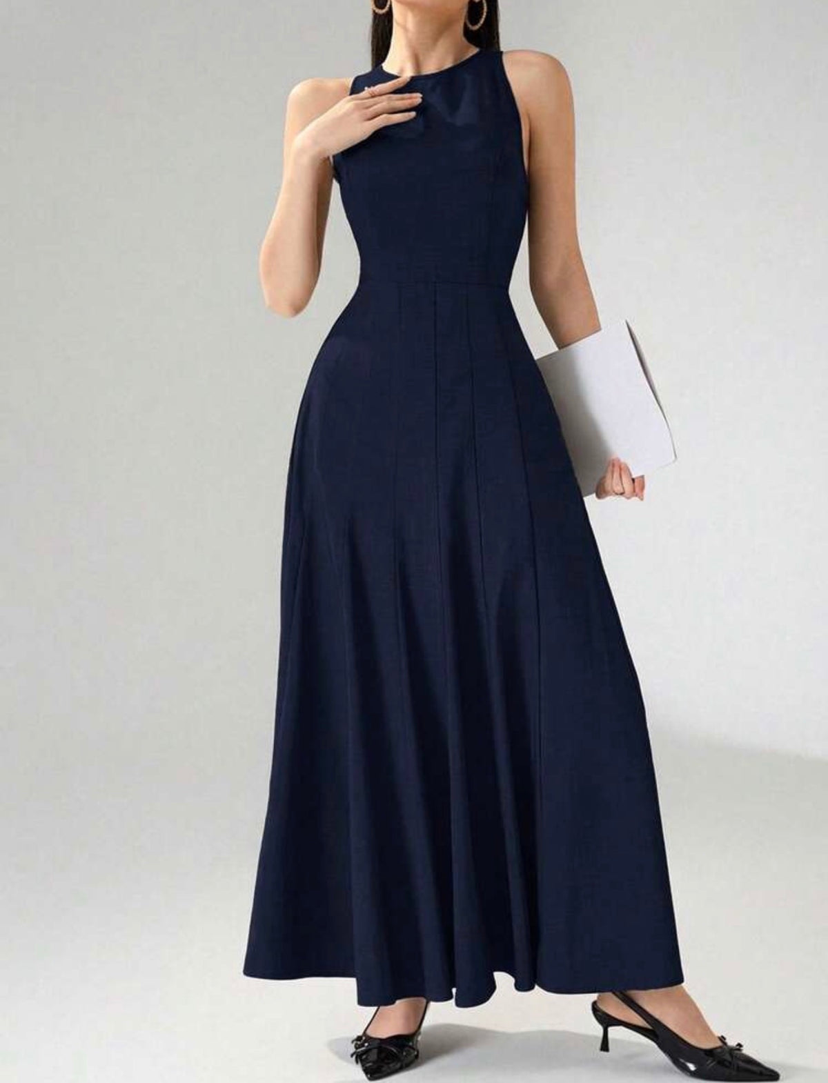 Vestido azul marino elegante largo