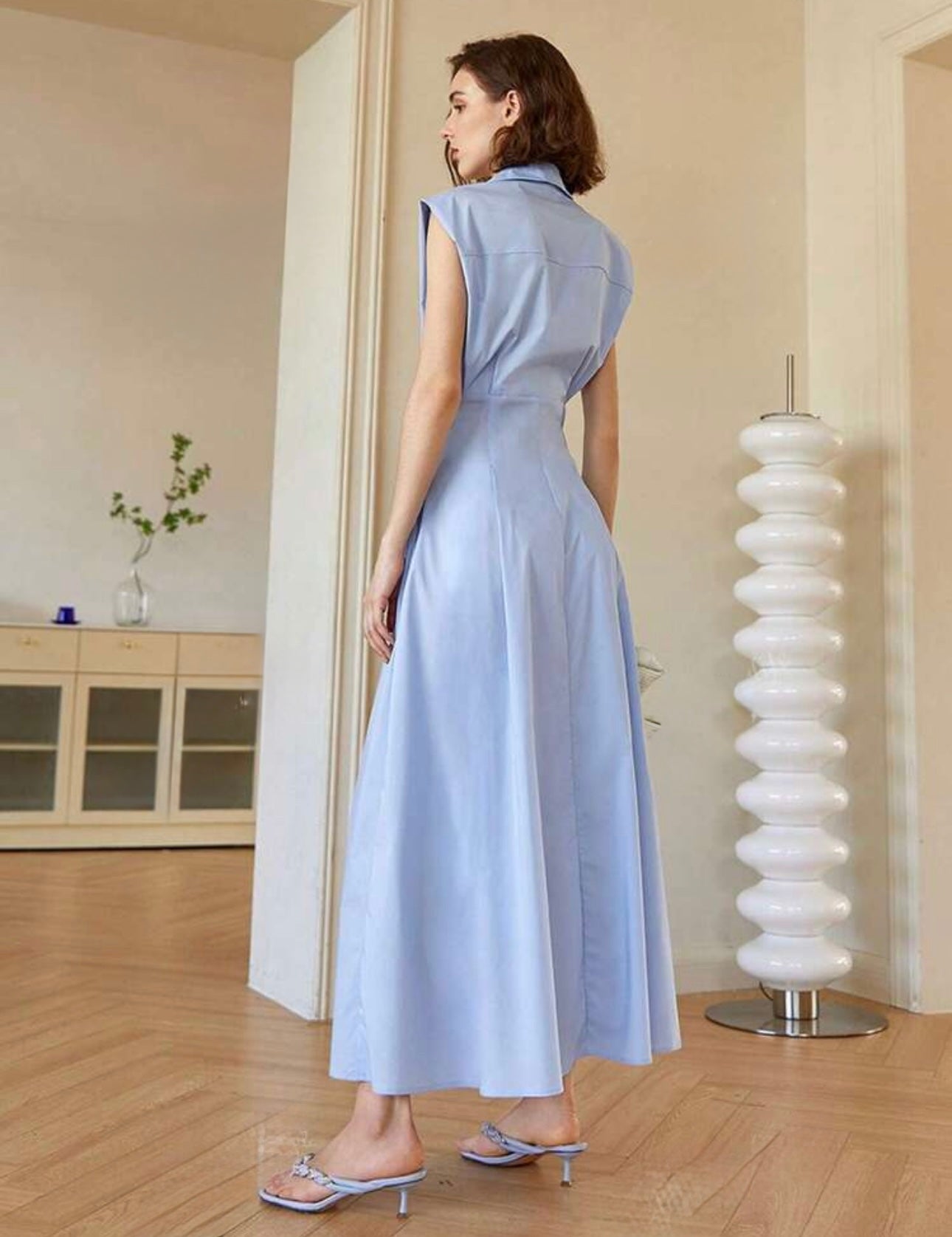 Vestido azul claro largo