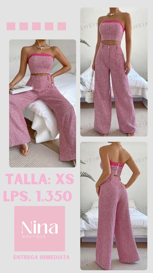 Conjunto rosado: top y pantalón
