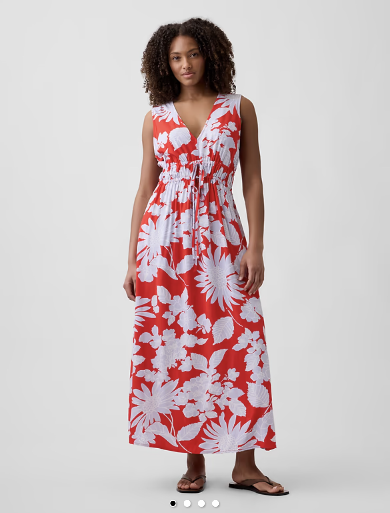 Vestido Riviera Floral rojo y celeste