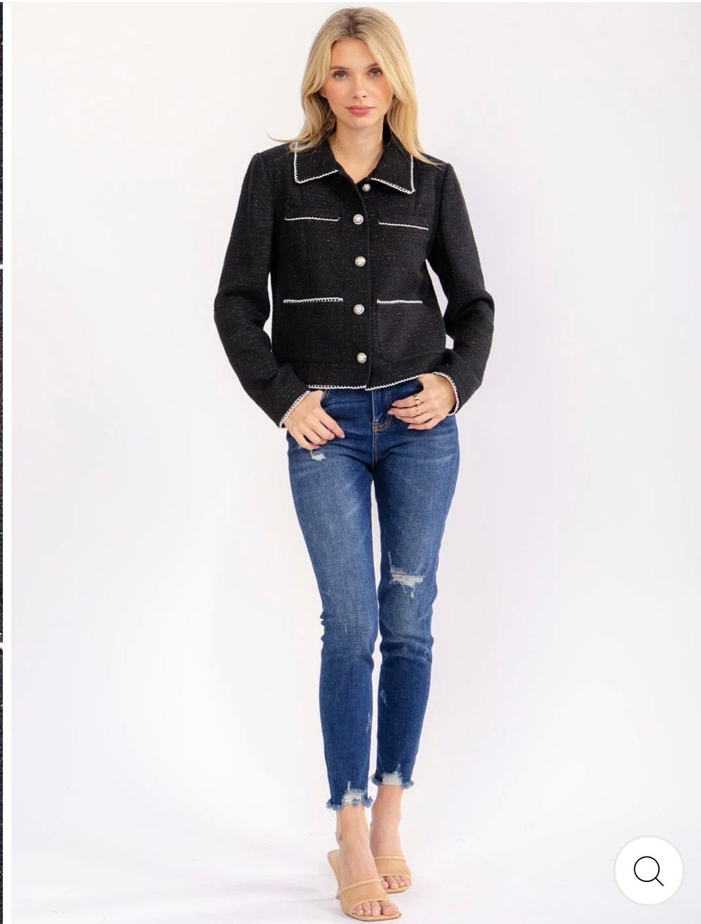 Blazer negro manga larga