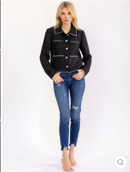 Blazer negro manga larga