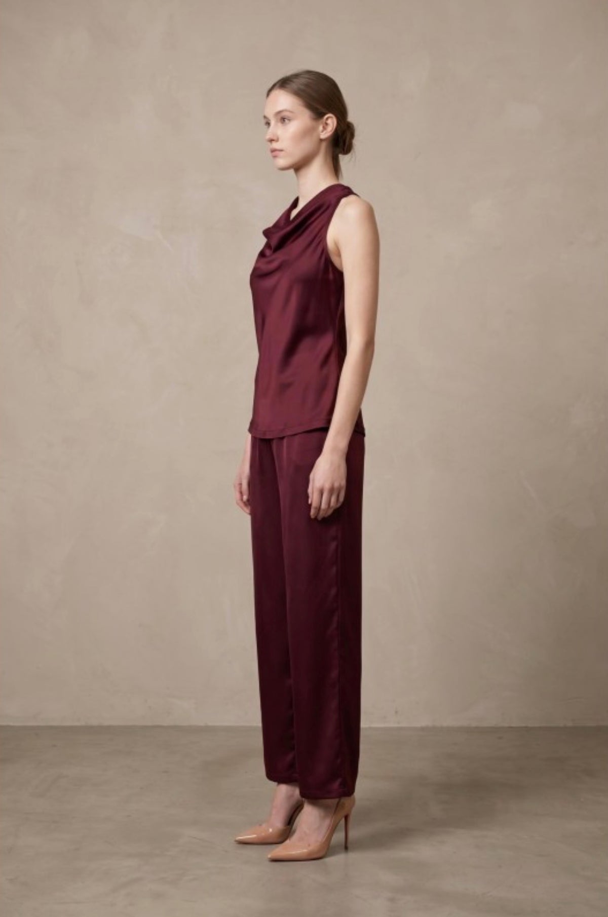Conjunto Satiné Bordeaux rojo burgundy