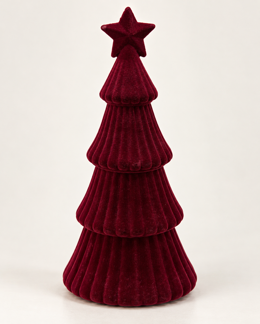 Árbol Navideño Velvet Borgoña con Luz 22 cm de alto