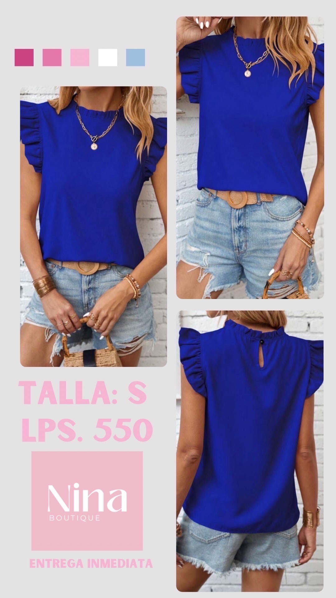 Camisa azul manga corta