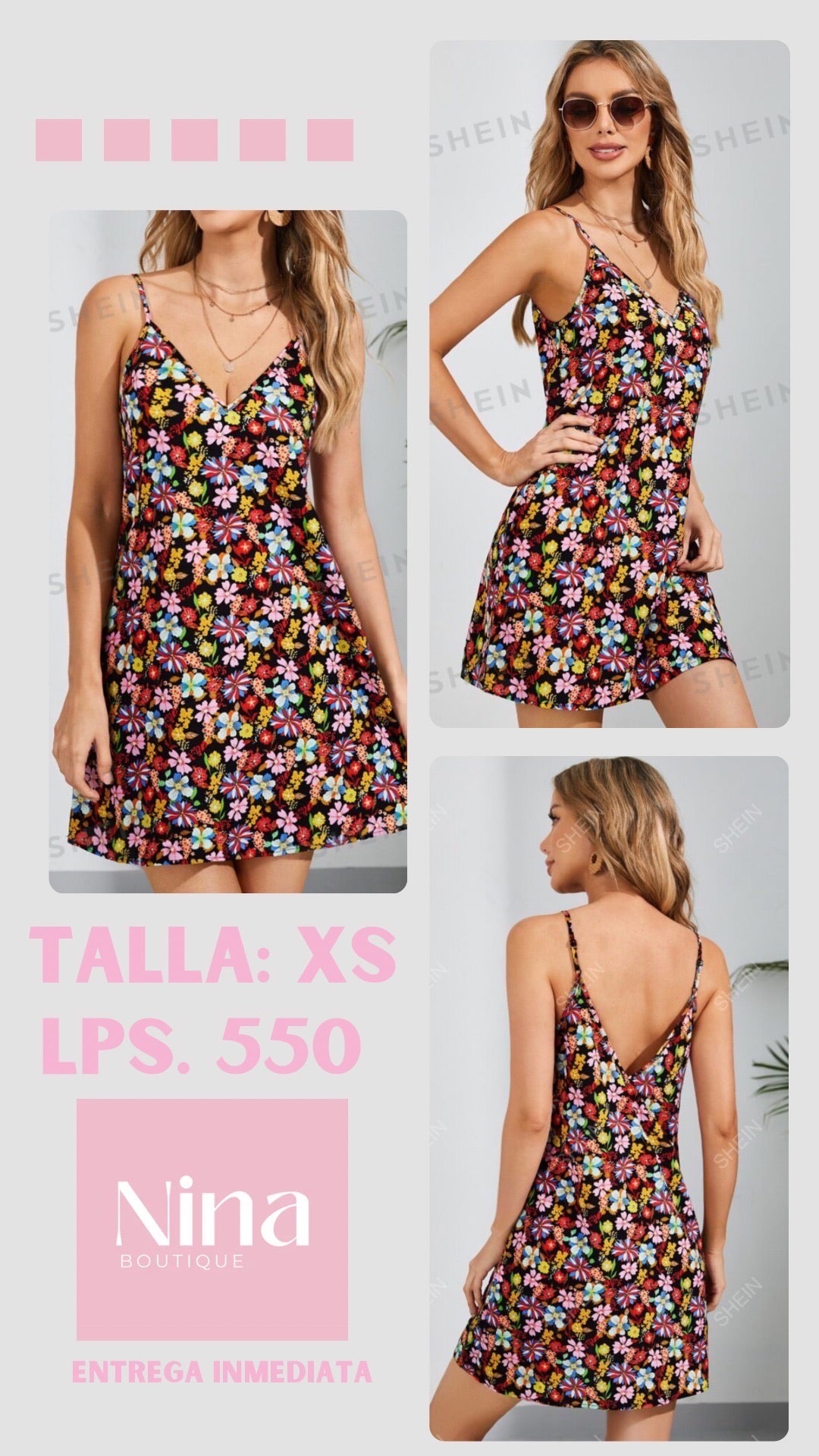 Vestido negro floreado