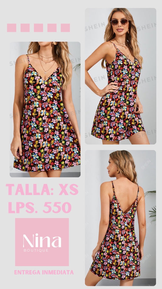 Vestido negro floreado