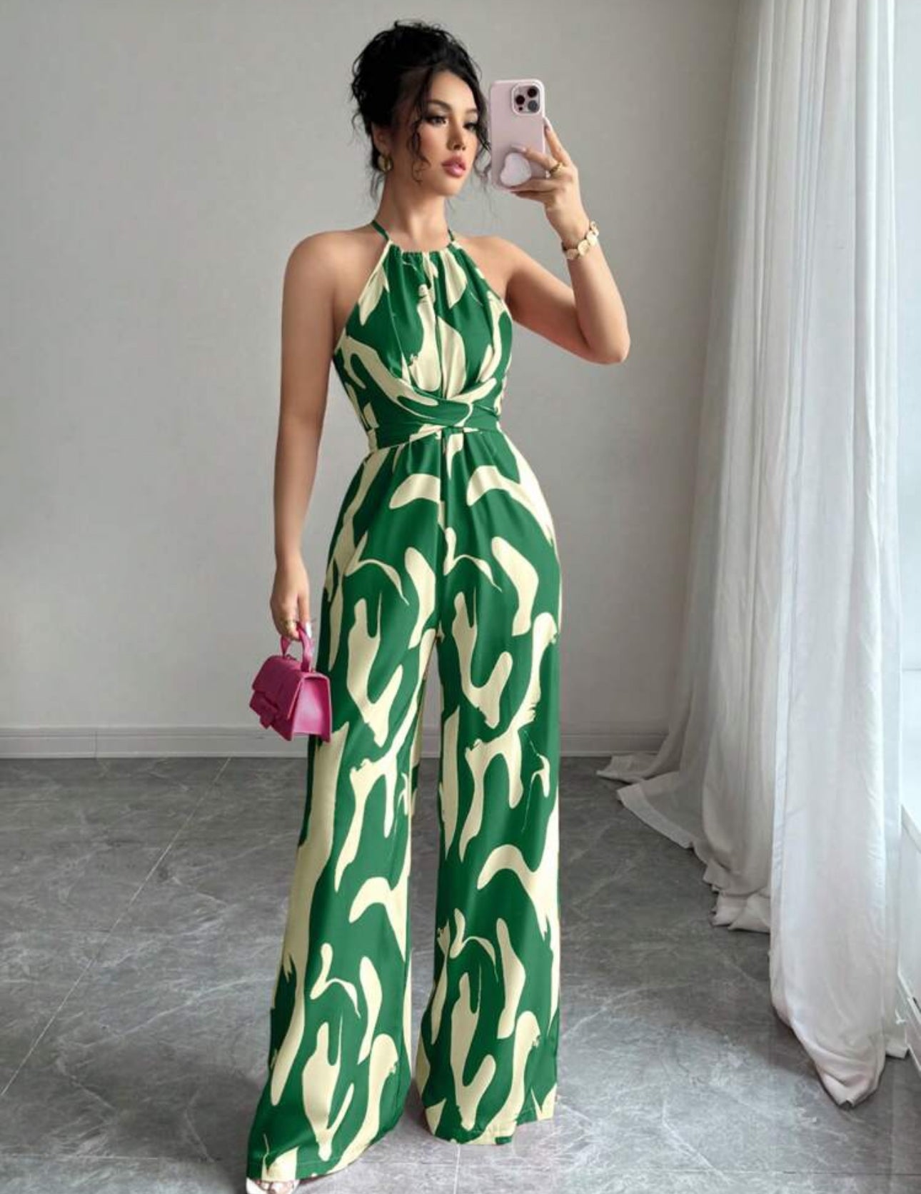 Jumpsuit beige y verde