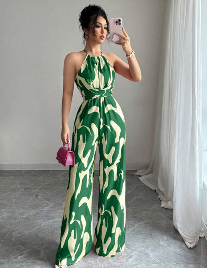 Jumpsuit beige y verde