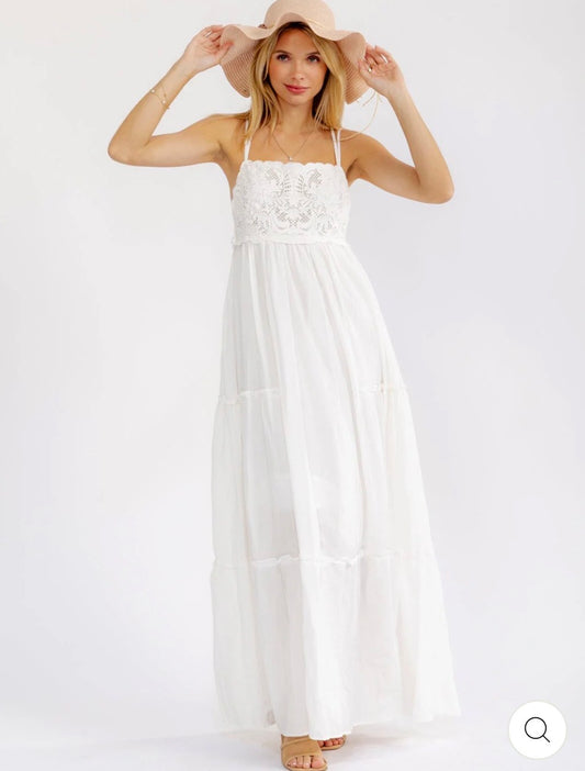 Vestido blanco largo doble tirante