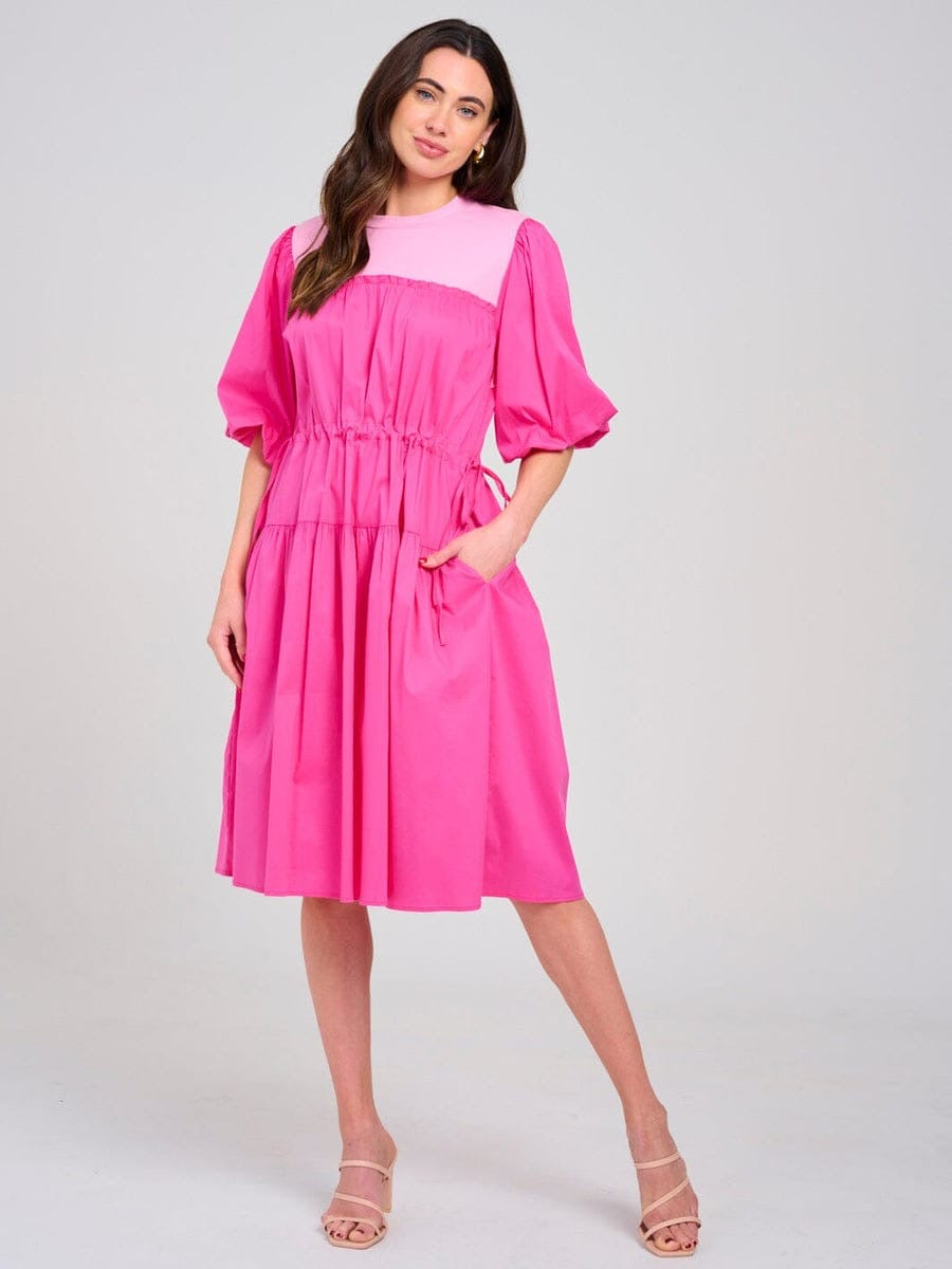 Vestido rosado MIDI puff