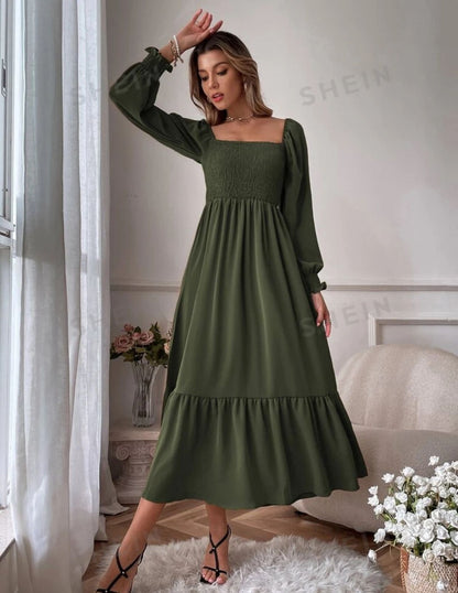 Vestido largo con elastico en la parte superior