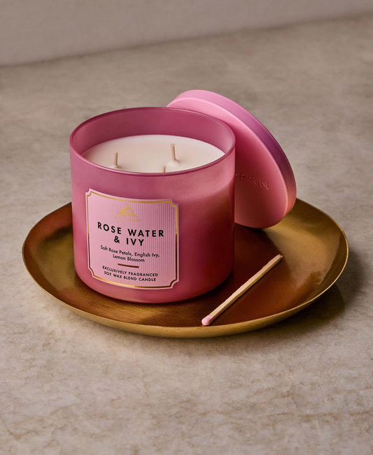 Rose water and Ivy candle  3-wick candle - White Barn