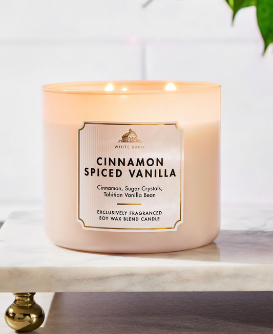 Cinnamon Spiced Vanilla - 3-Wick Candle - White Barn