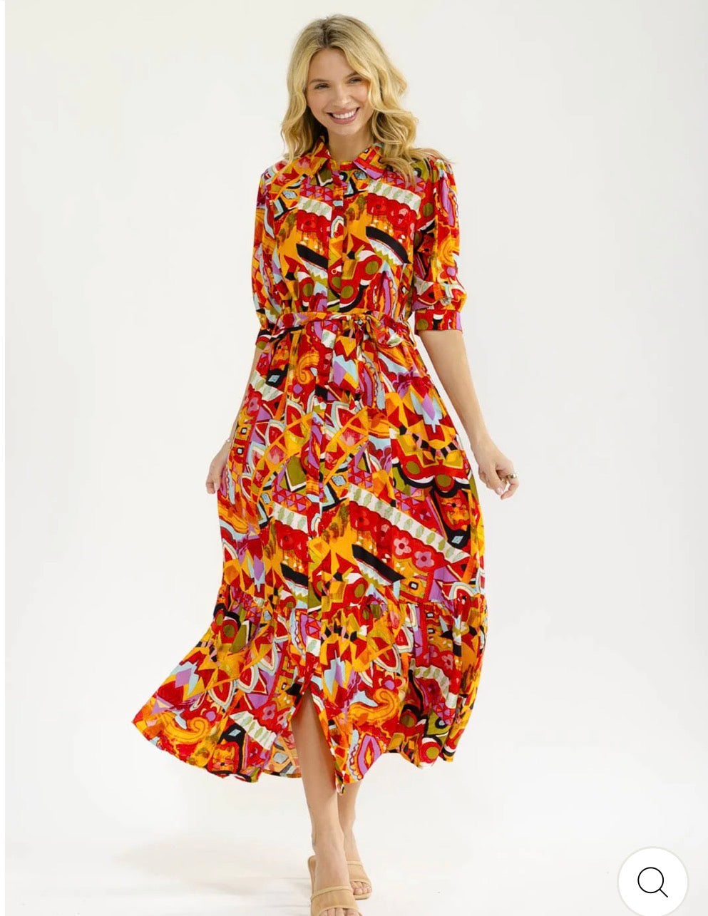 Vestido maxi multicolor con cinta
