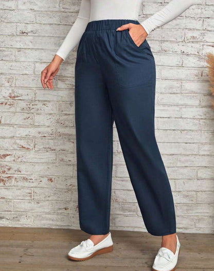 Pantalon azul con elastico en la cintura