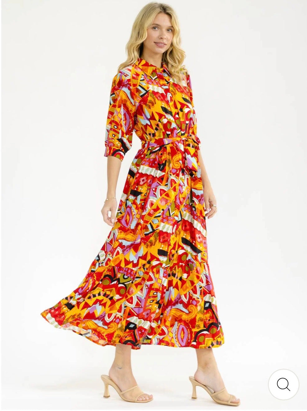 Vestido maxi multicolor con cinta