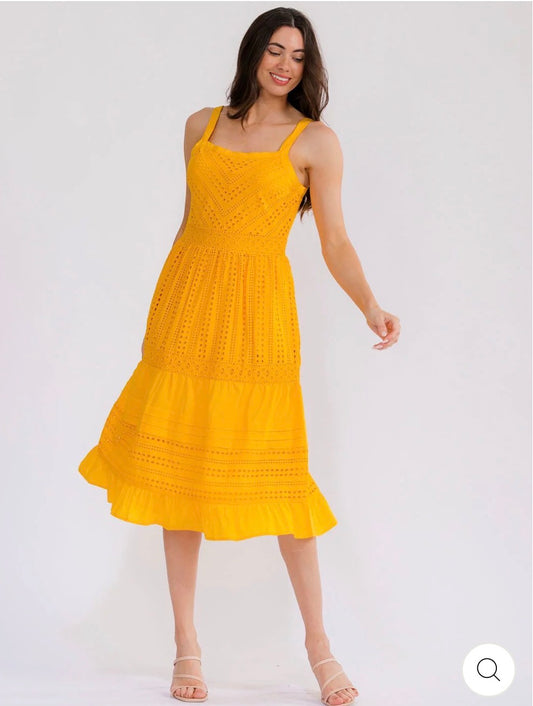 Vestido MIDI amarillo de tirantes