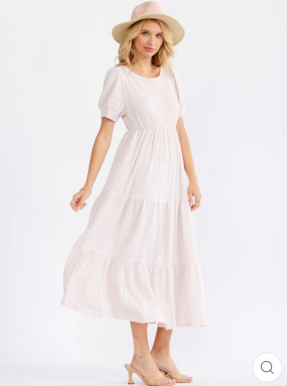 Vestido rosado pálido maxi con bolsilllos