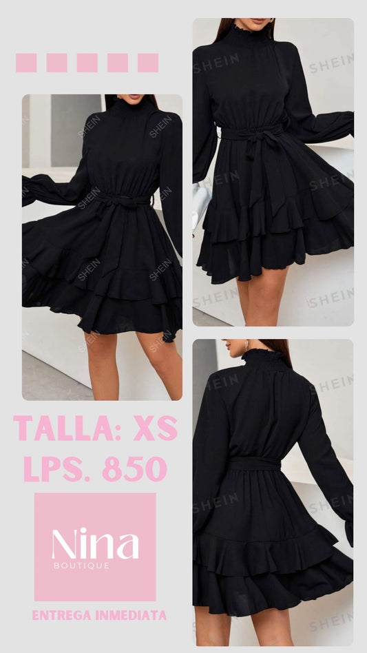 Vestido negro manga larga