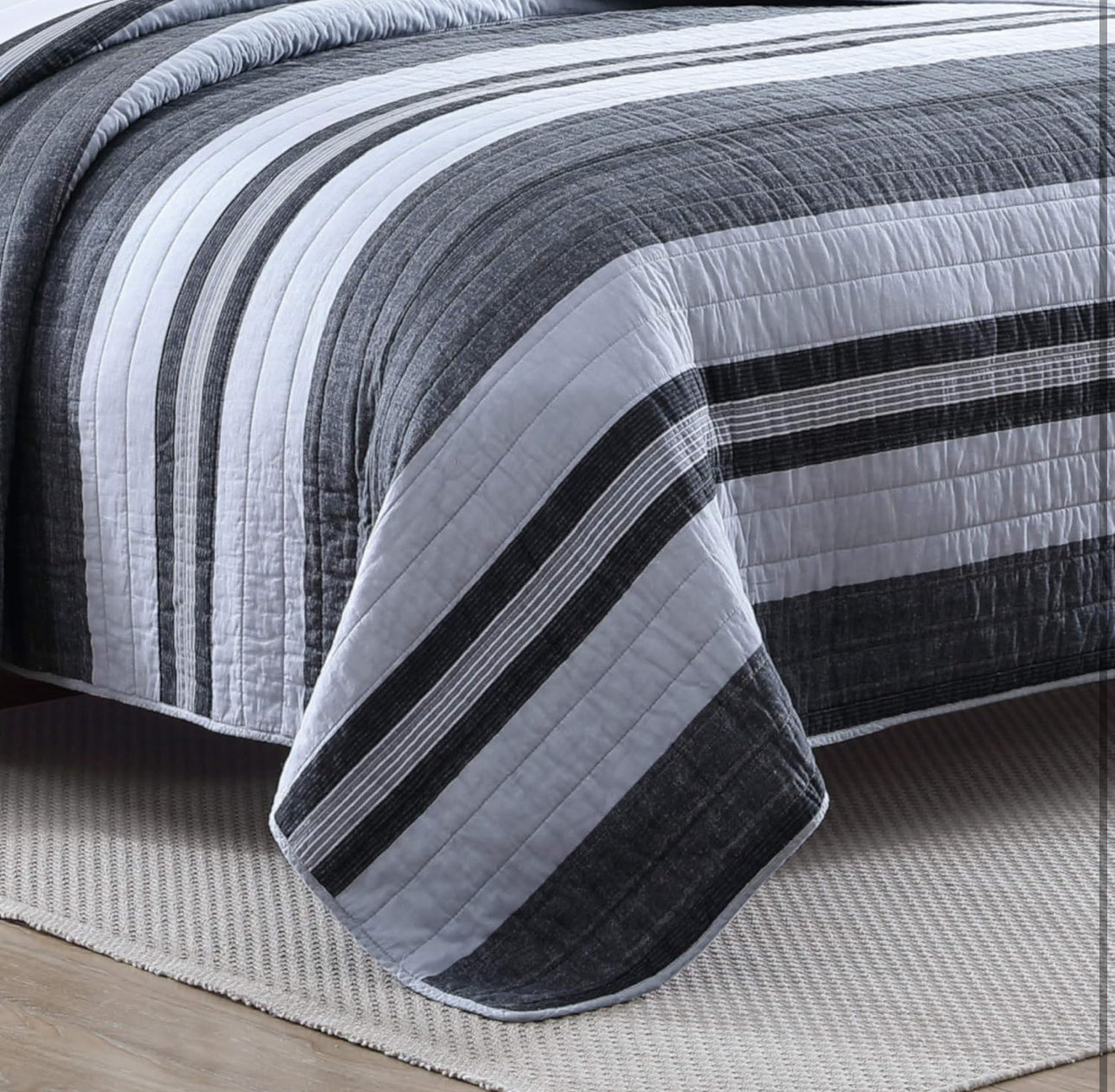 Nautica Queen Quilt Set Cotton Ardmoore Grey. Full Queen. 100% algodón. 3 piezas.