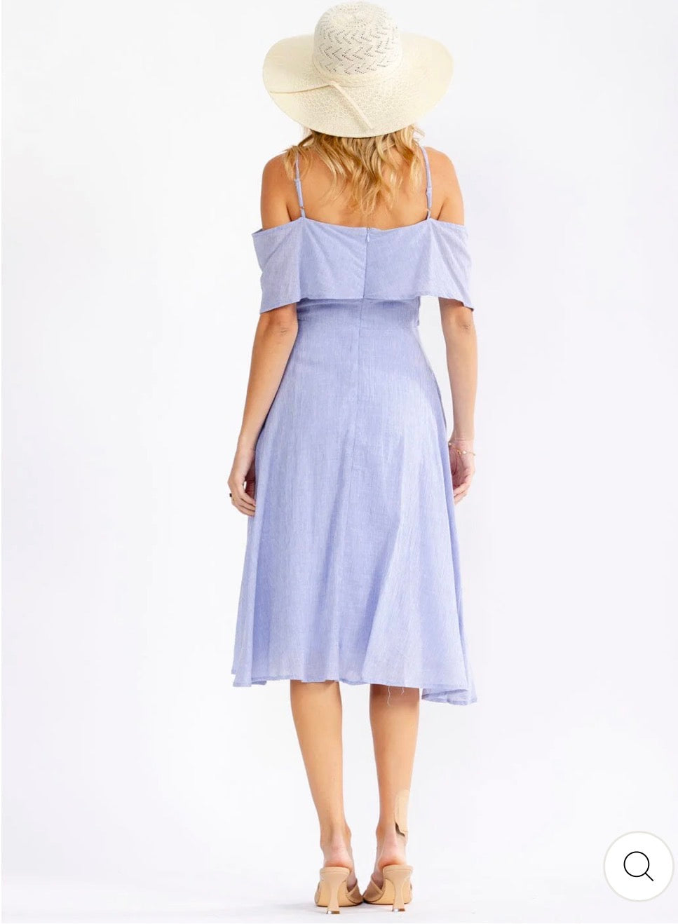 Vestido azul celeste MIDI V-Neck con bolsillos