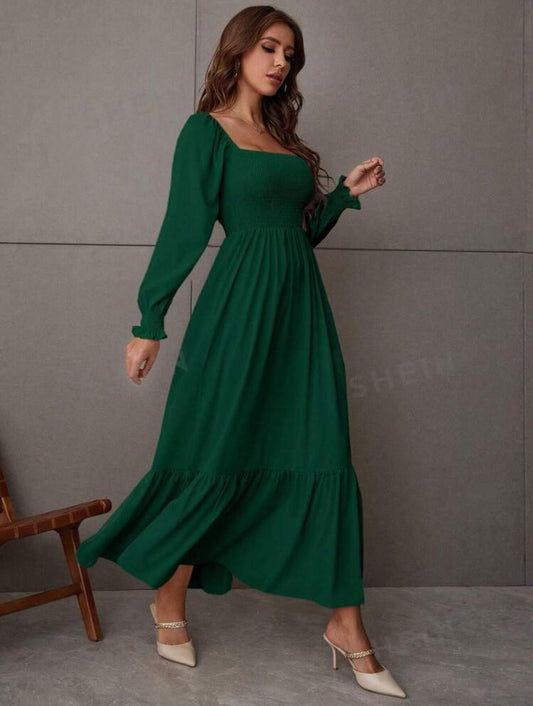 Vestido largo con elastico en la parte superior