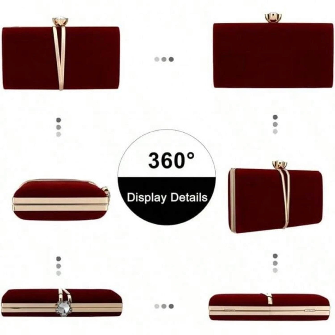 Cartera tipo clutch de terciopelo y cadena desmontable