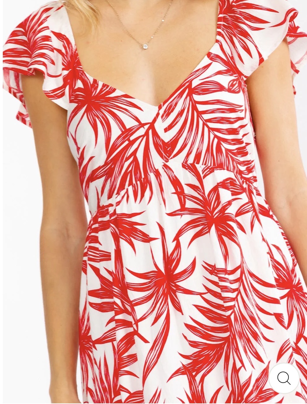 Vestido rojo y blanco cuello V