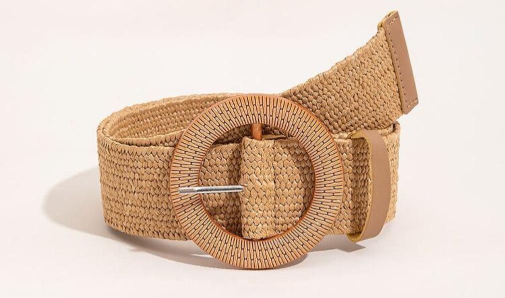 Faja beige oscura hebilla circular