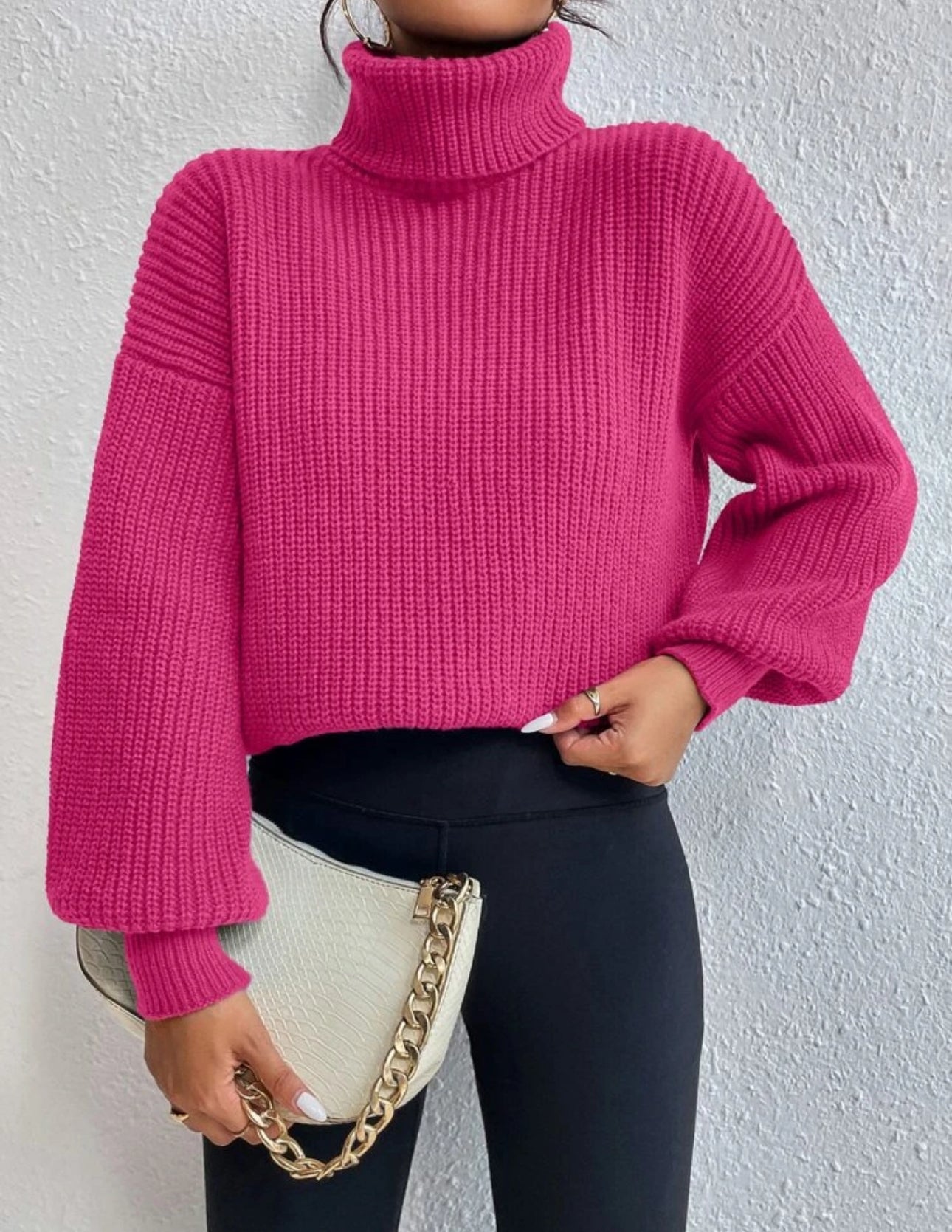 Suéter rosado cuello alto