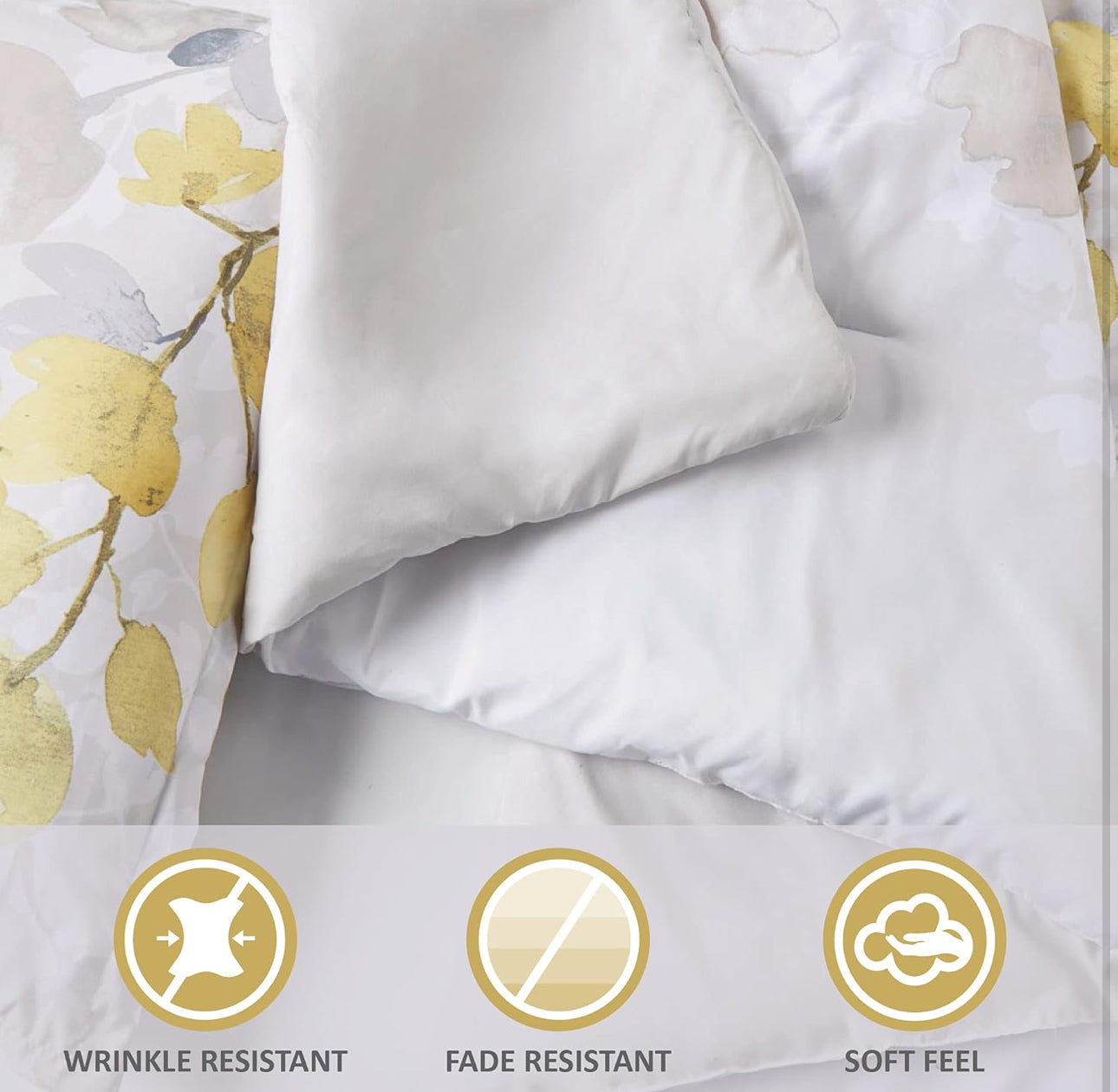 Madison Park Bed in A Bag-Trendy Casual Design Cozy Comforter, 2 shams, 1 Fited sheet with pockets, 1 flat sheet and 4 pilowcases King, Leaf Yellow 9 Piece