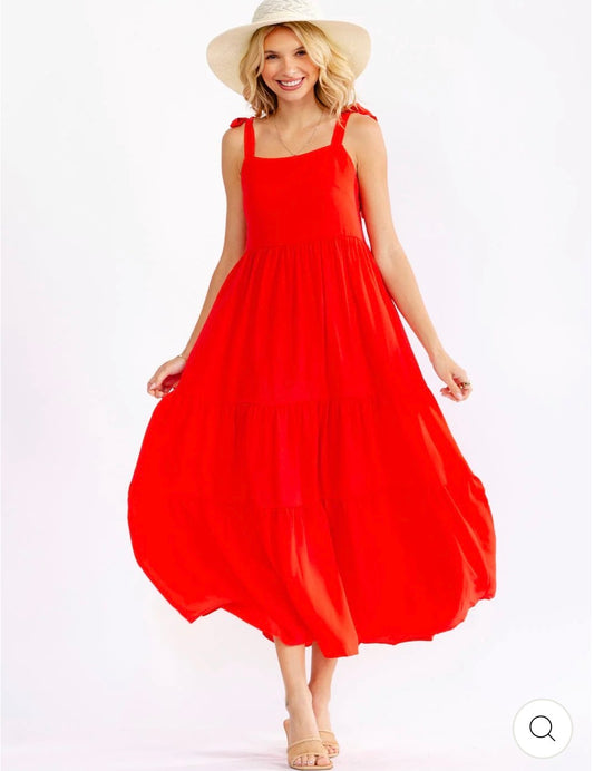 Vestido rojo maxi de tirantes