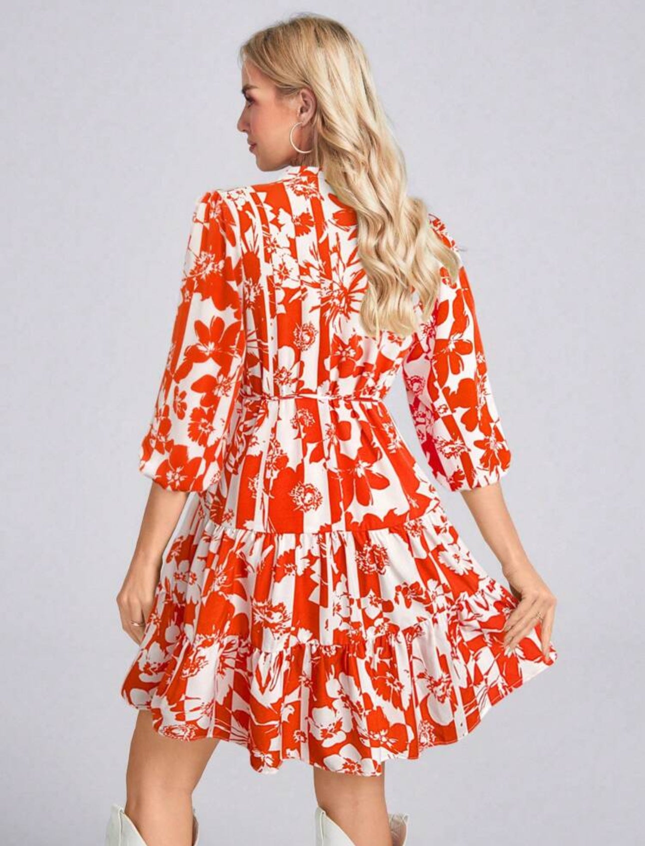 Vestido anaranjado estampado floral