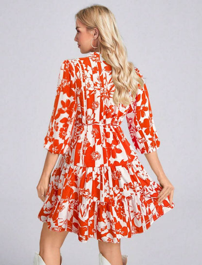 Vestido anaranjado estampado floral