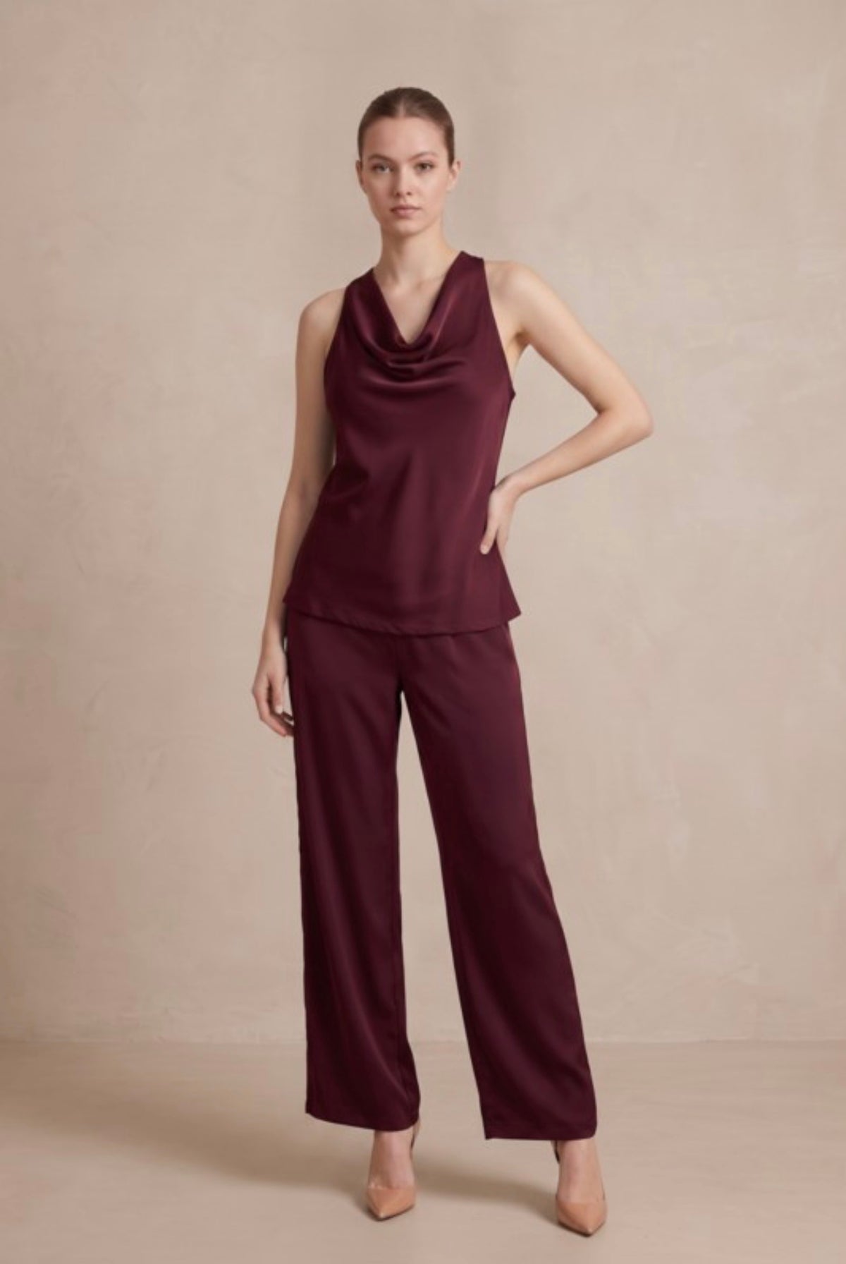 Conjunto Satiné Bordeaux rojo burgundy