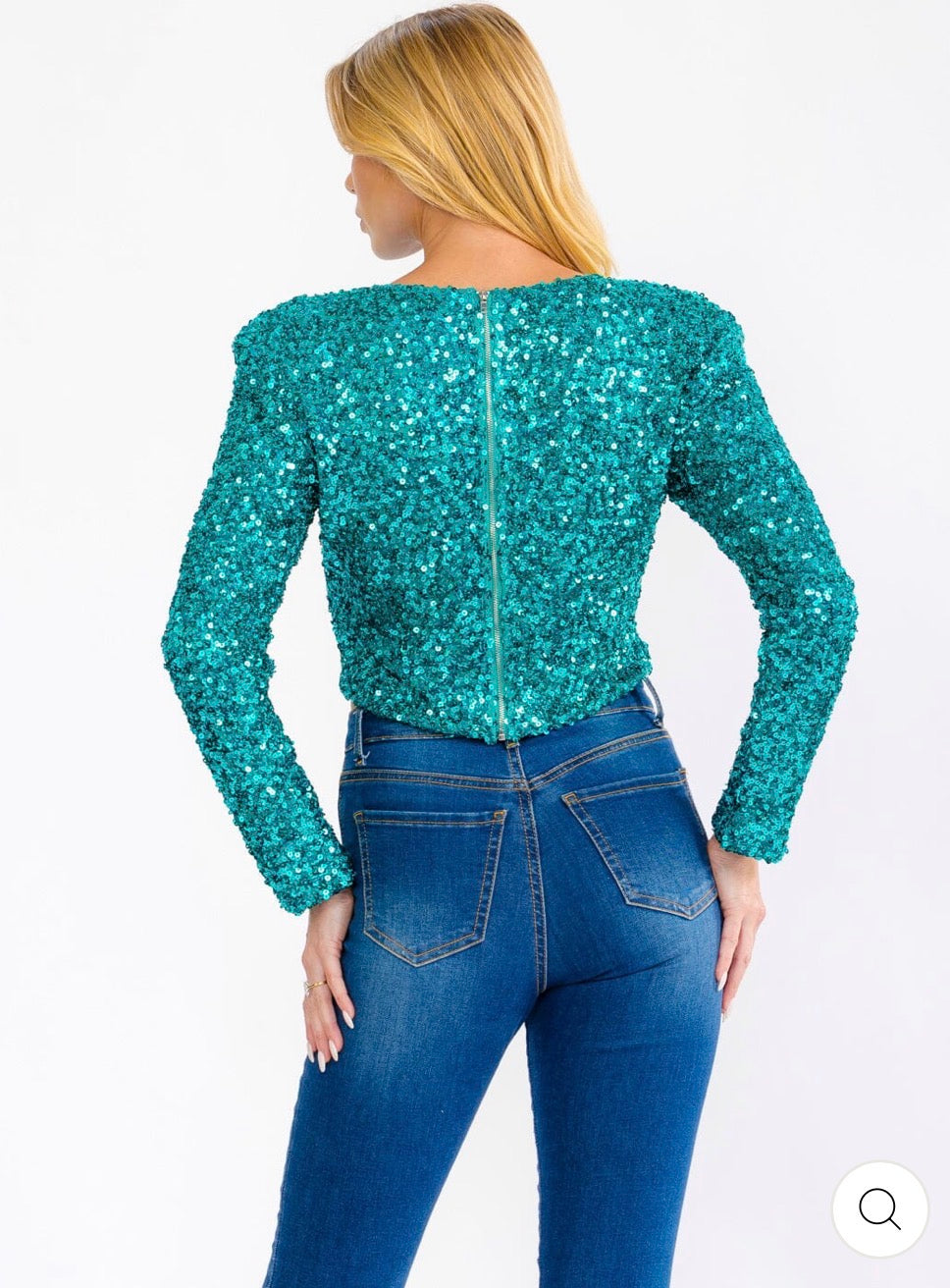Camisa verde lentejuelas manga larga