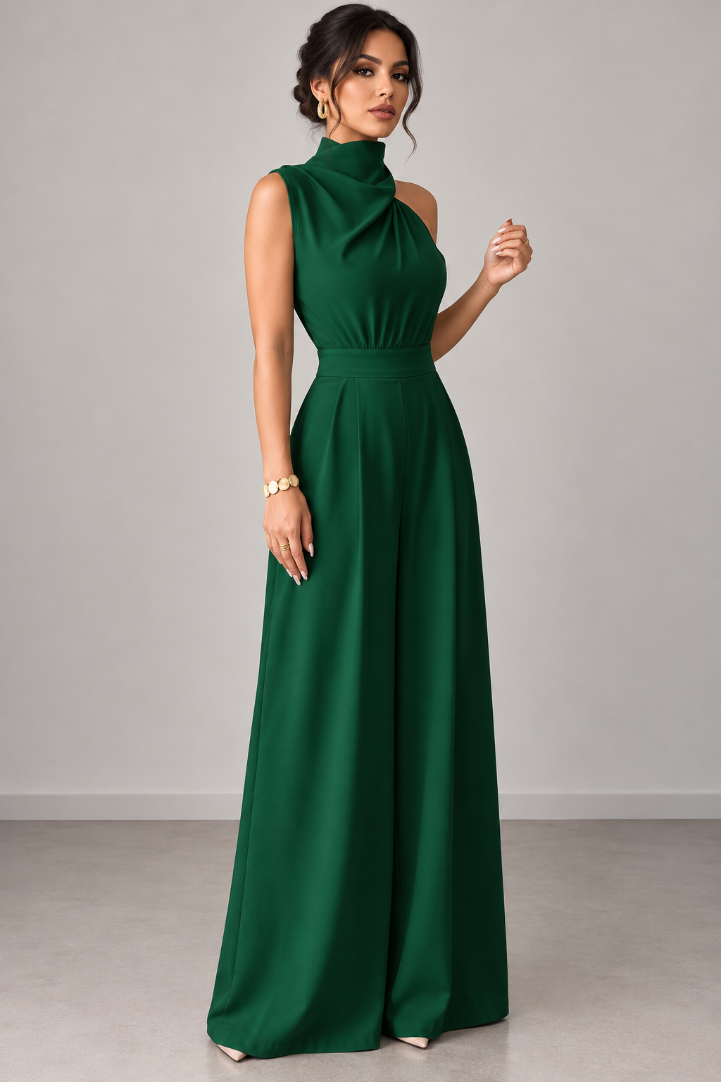 Jumpsuit verde shoulder off