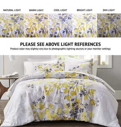 Madison Park Bed in A Bag-Trendy Casual Design Cozy Comforter, 2 shams, 1 Fited sheet with pockets, 1 flat sheet and 4 pilowcases King, Leaf Yellow 9 Piece