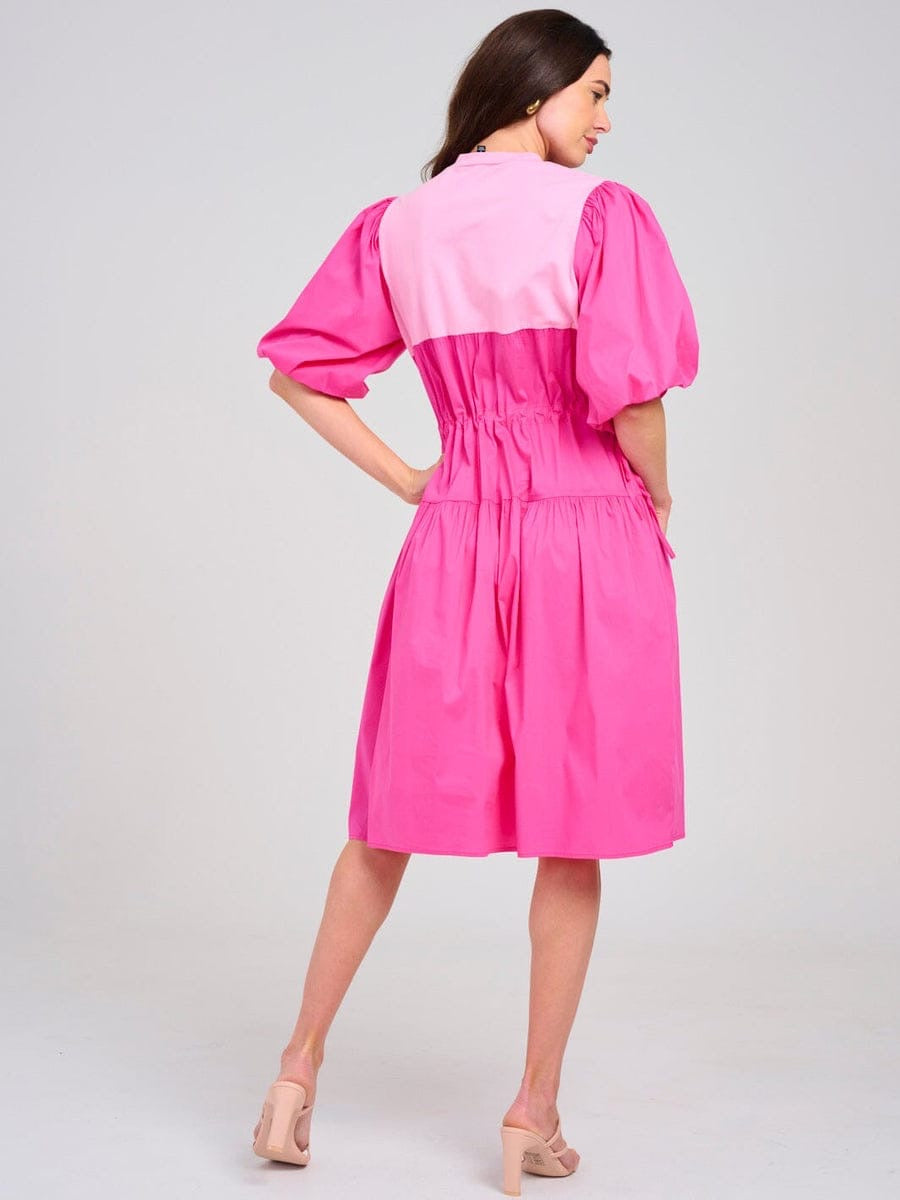 Vestido rosado MIDI puff
