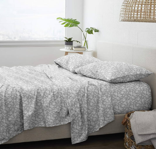 iEnjoy Home Hotel Collection Premium Ultra Soft Rose Gray Pattern 4 Piece Bed Sheet Set Cal KING: 2 pillowcases, 1 fitted sheet and 1 flat sheet