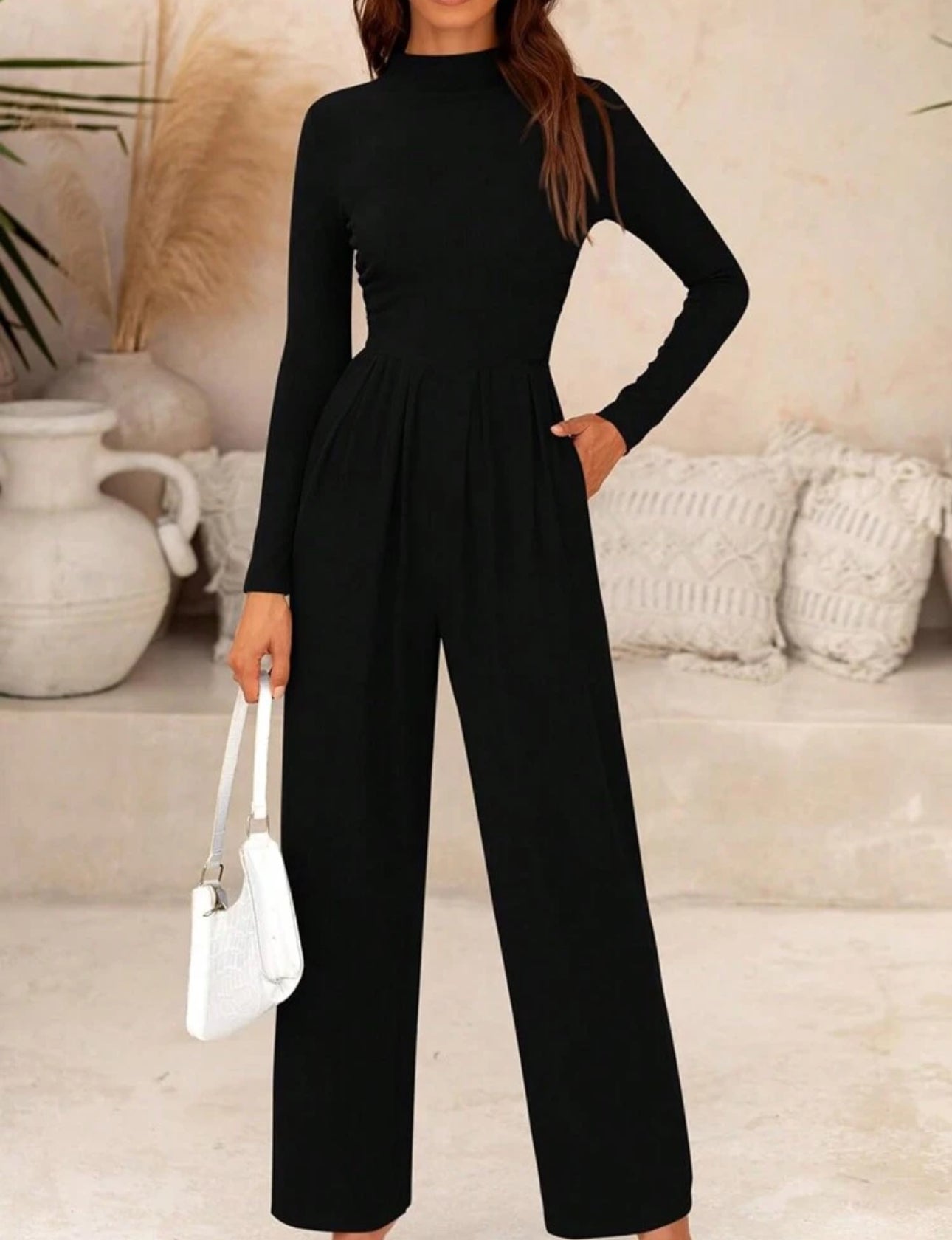 Jumpsuit negro manga larga