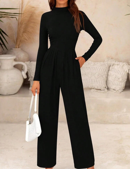 Jumpsuit negro manga larga