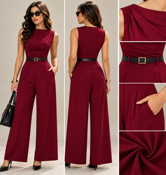 Jumpsuit Élise | Rojo Carmesí – Incluye faja