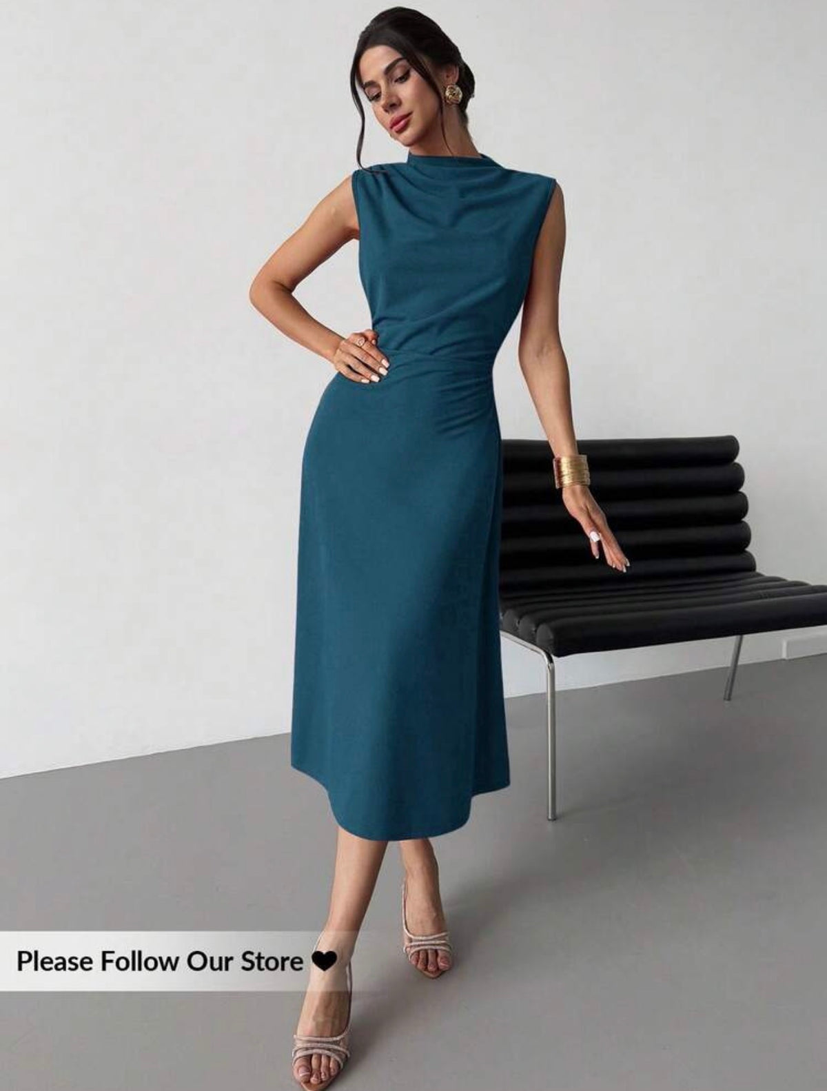 Vestido verde plisado