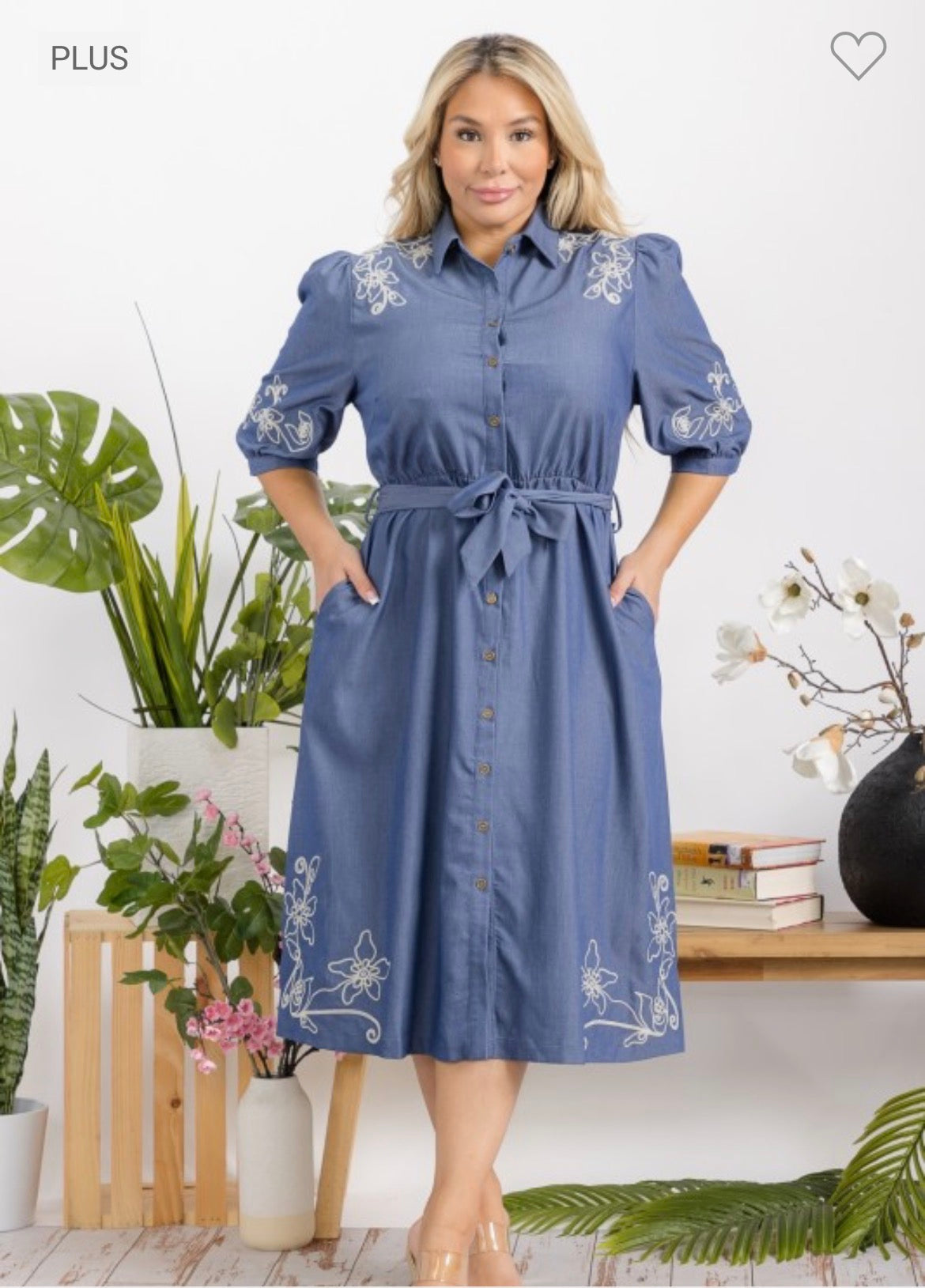 Vestido azul Denim plus MIDI
