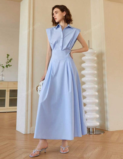 Vestido azul claro largo