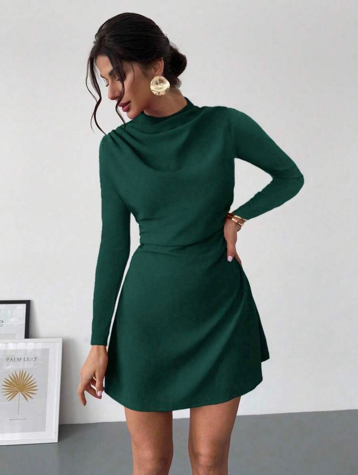 Vestido verde manga larga
