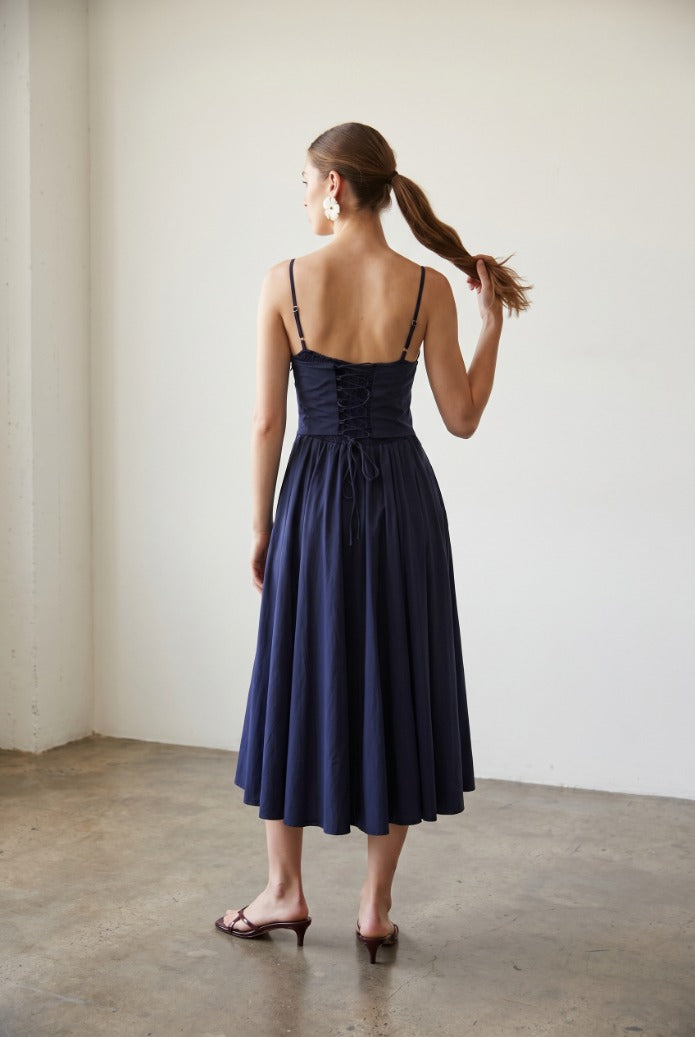 Vestido azul con encaje Rubienn