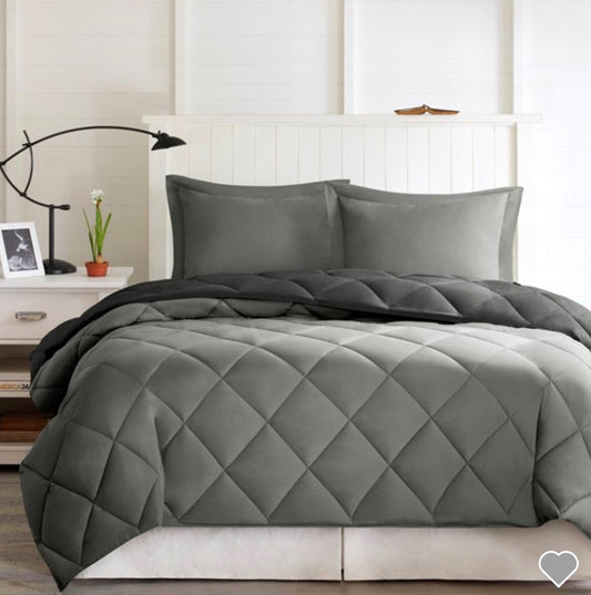 Madison Park Essentials Larkspur Comforter Set, 3 Piezas, Gris, Full/Queen